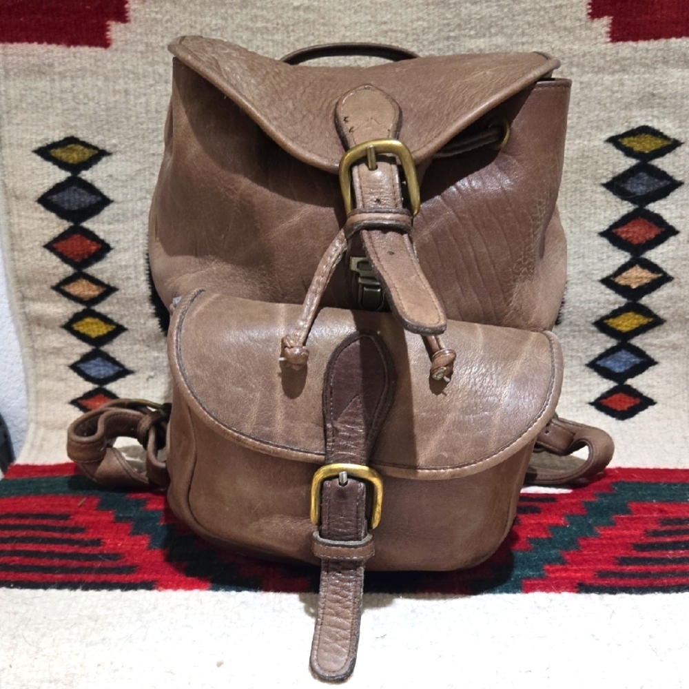 Vintage Hand Crafted Leather Backpack From Sante Fe